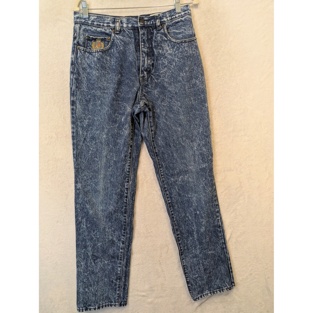 Sergio Valente Jeans Men's 33 Blue Acid Wash Embroidered Crest Straight Leg 80s